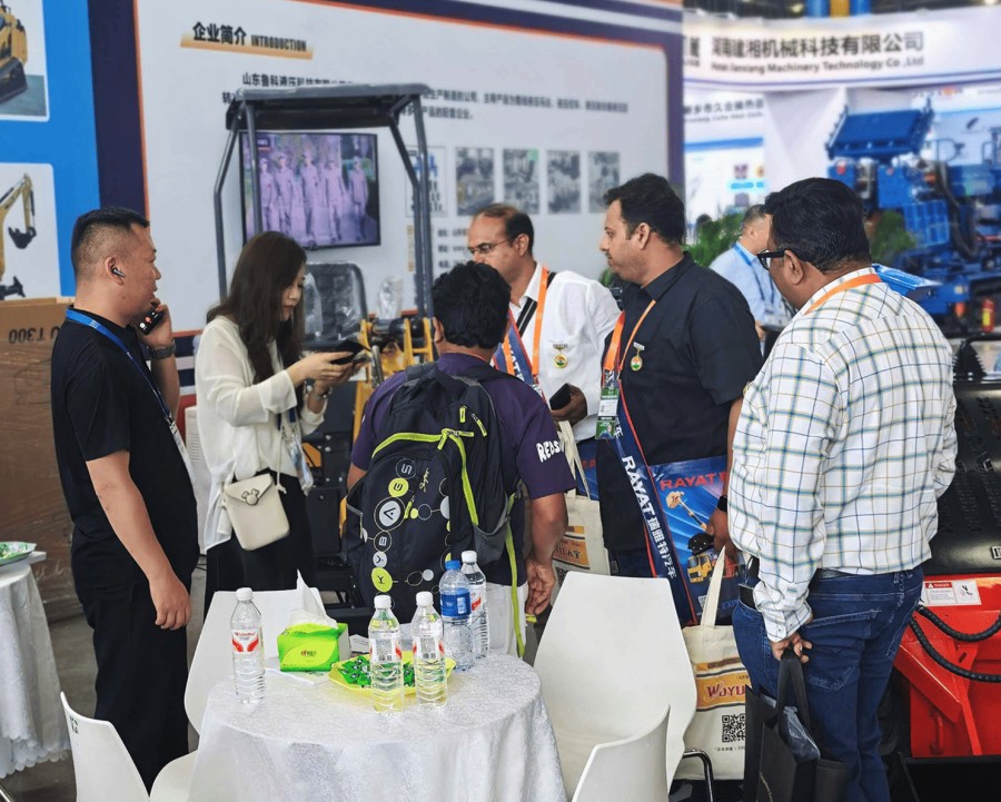 Excavator on blue background